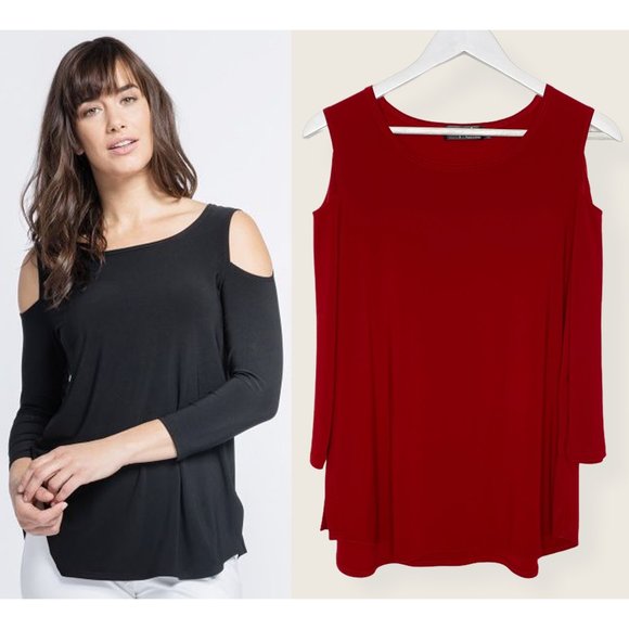 Sympli Women's Nuglimpse Long Sleeve Top - Fluid Fabric, Comfort Fit | Canadian-Made Polyester Spandex Blouse - View #9
